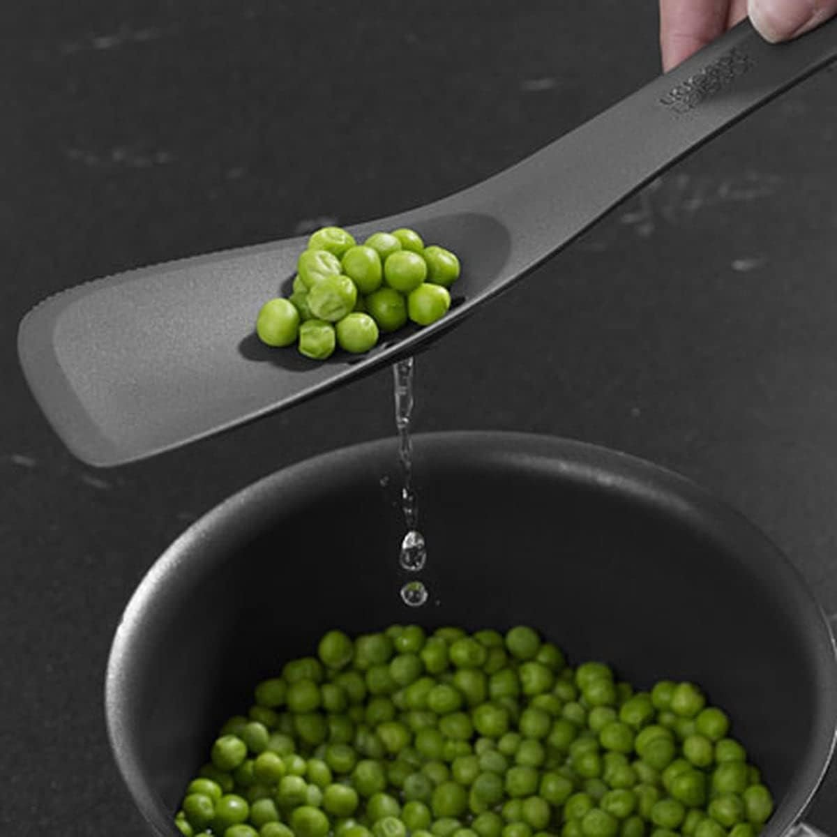 Joseph Joseph - Uni-tool 5-in-1 Silicone Kitchen Utensil, Slotted Spoon, Turner, Cutting Tool, Solid Spoon and Spatula in one- Grey, 12 long - Image 3