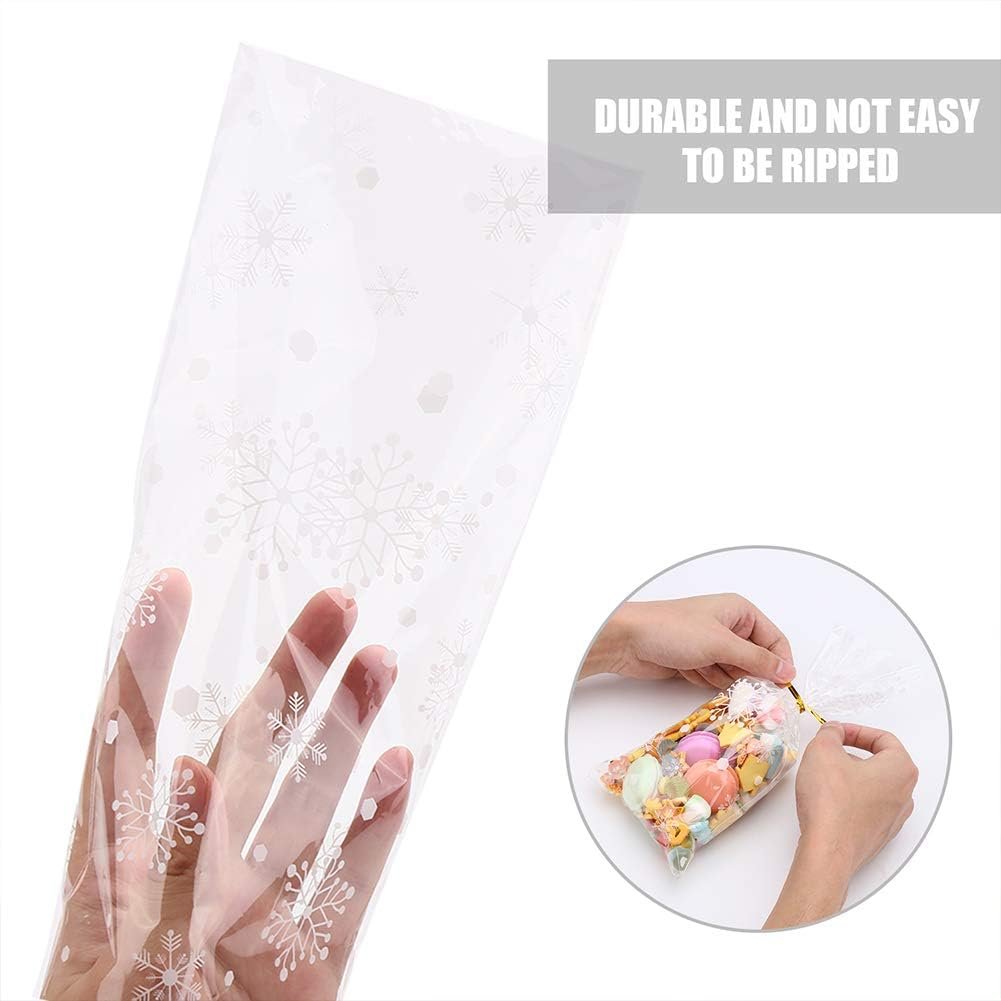 CCINEE Snowflake Treat Bag,Christmas Cellophane Bag with Twist Ties Candy Cookie Bags for Party Supplies,120PCS - Image 5