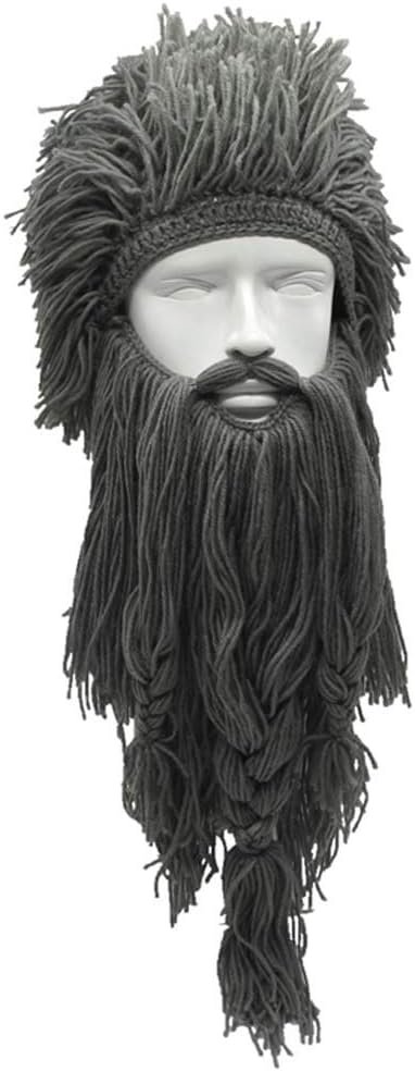 Flyou Wig Beard Hats Handmade Knit Warm Winter Caps Ski Funny Mask Beanie for Men Women - Image 3