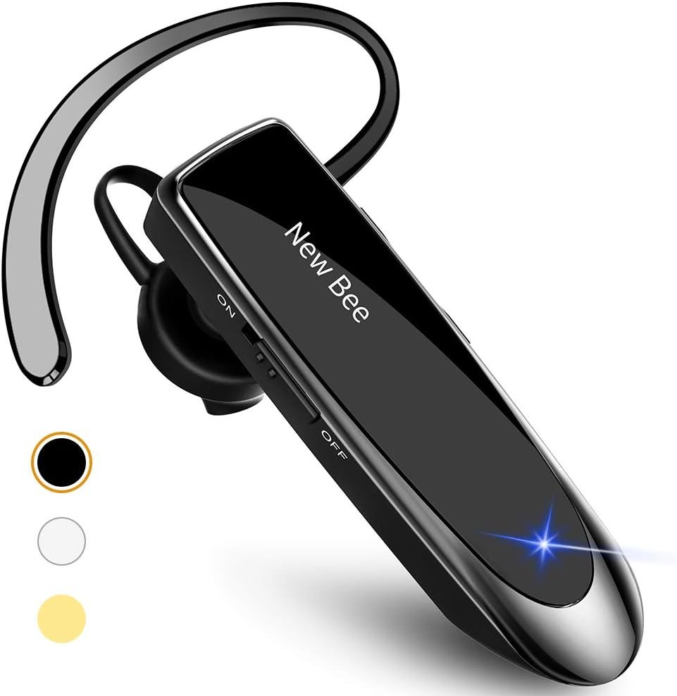 New bee Bluetooth Earpiece V5.0 Wireless Handsfree Headset with Microphone 24 Hrs Driving Headset 60 Days Standby Time for iPhone Android Samsung Laptop Trucker Driver (Black) - Image 2