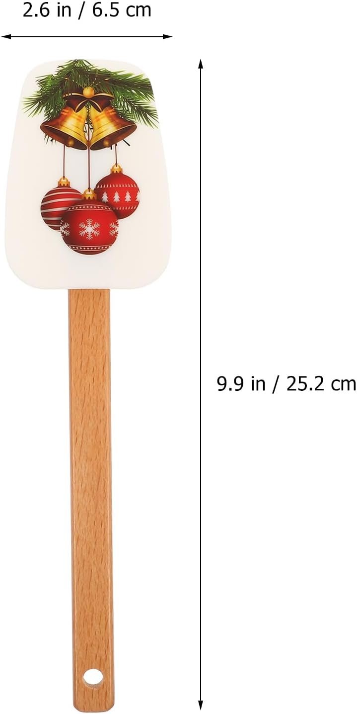 Christmas Spatulas for Baking, 3 Pieces Christmas Spatula Set Kitchen Christmas Silicone Spatula Set with Wooden Handle for Baking Cooking and Christmas Supplies - Image 4