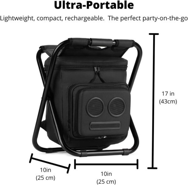 Backpack Cooler Chair with Speakers. 20-Watt Bluetooth Speakers for Parties/Festivals/Boat/Beach/Camping. Rechargeable, Works with iPhone & Android. - Image 9
