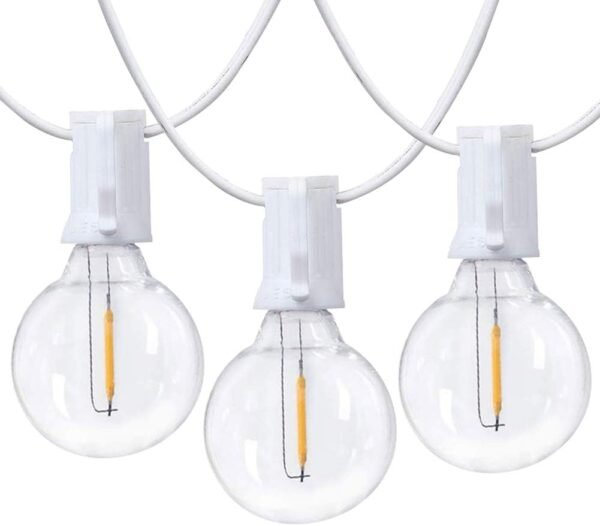 25Ft LED String Lights, G40 Outdoor Patio String Lights with 27 Shatterproof LED Clear Globe Bulbs, Indoor&Outdoor String Lights for Patio Garden Backyard Bistro Pergola Tents Gazebo Decor, White Wire - Image 2