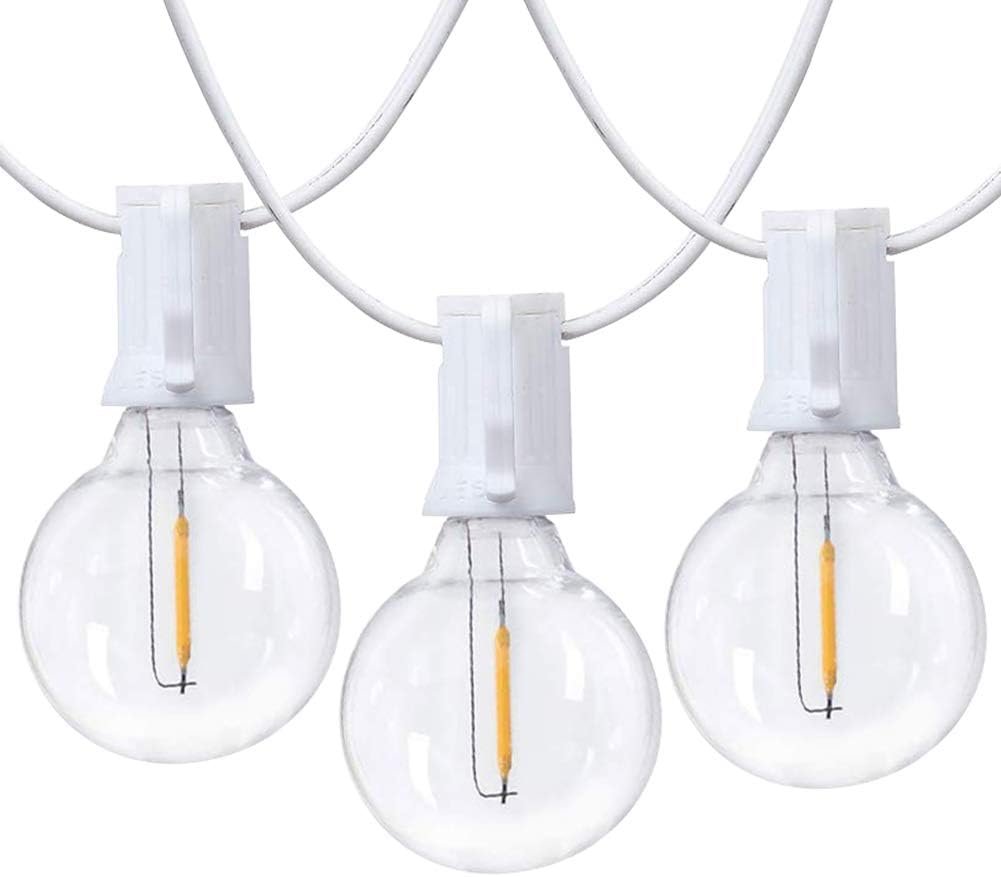 25Ft LED String Lights, G40 Outdoor Patio String Lights with 27 Shatterproof LED Clear Globe Bulbs, Indoor&Outdoor String Lights for Patio Garden Backyard Bistro Pergola Tents Gazebo Decor, White Wire - Image 2