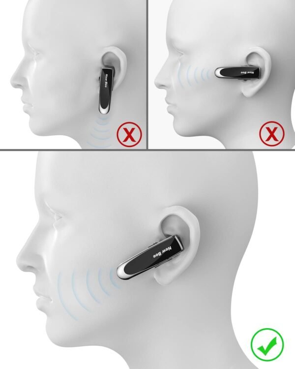 New bee Bluetooth Earpiece V5.0 Wireless Handsfree Headset with Microphone 24 Hrs Driving Headset 60 Days Standby Time for iPhone Android Samsung Laptop Trucker Driver (Black) - Image 9
