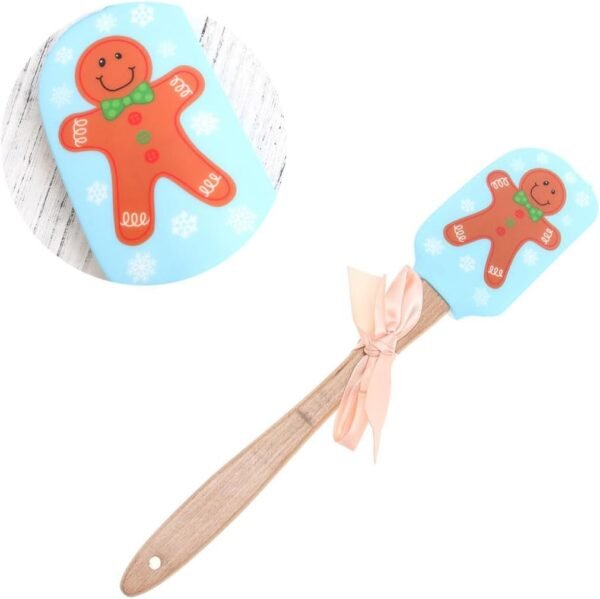 Tofficu Christmas Silicone Spatula, Xmas Cake Spatula with Wooden Handle Kitchen, Xmas Cake Spatula Christmas, Christmas Cake Spatulas, Christmas Santa Spatula, Kitchen Baking Spatulas for Xmas - Image 6