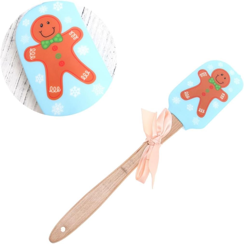 Tofficu Christmas Silicone Spatula, Xmas Cake Spatula with Wooden Handle Kitchen, Xmas Cake Spatula Christmas, Christmas Cake Spatulas, Christmas Santa Spatula, Kitchen Baking Spatulas for Xmas - Image 6