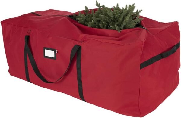 [Red Duffle Bag Tree Storage Bag] - X-Large 9 Foot Christmas Tree Storage Bag for Artificial Trees up to 9 Feet Tall - Durable 300 D Poly-Blend Fabric - ID Tag Holder | Santa's Bags - Image 2
