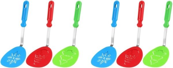 Yardwe 6PCS Christmas Spatula Turner Set Holiday Cookie Spatulas Silicone Cooking Utensils Kitchen Tools Christmas Kitchen Decoration - Image 2