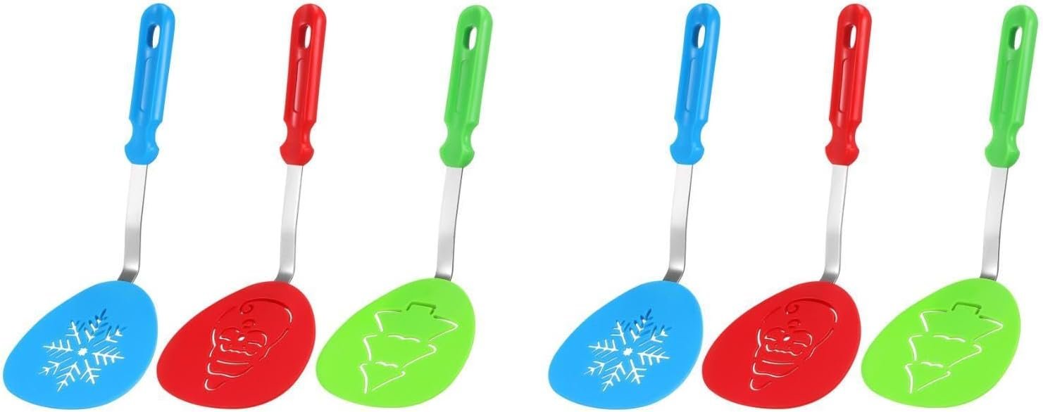 Yardwe 6PCS Christmas Spatula Turner Set Holiday Cookie Spatulas Silicone Cooking Utensils Kitchen Tools Christmas Kitchen Decoration - Image 2