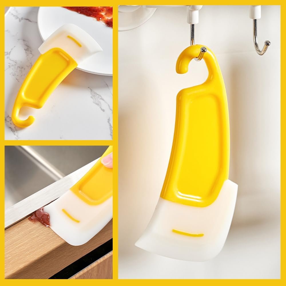 Kitchen Food Grade Silicone Spatula, 2024 New Multifunctional Scraper Spoon, Food Grade Silicone Scraper Set, Scratch Resistant Heat Resistant Rubber Scraper, Kitchen Cleaning Scraper Tool (Yellow) - Image 8