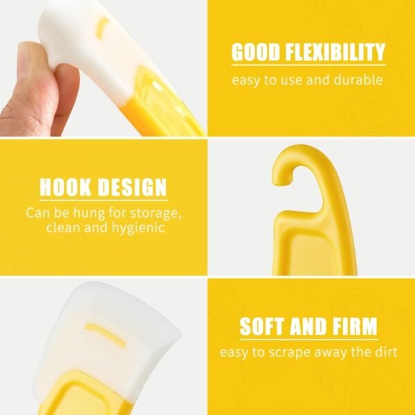 Kitchen Food Grade Silicone Spatula, 2024 New Multifunctional Scraper Spoon, Food Grade Silicone Scraper Set, Scratch Resistant Heat Resistant Rubber Scraper, Kitchen Cleaning Scraper Tool (Yellow) - Image 7