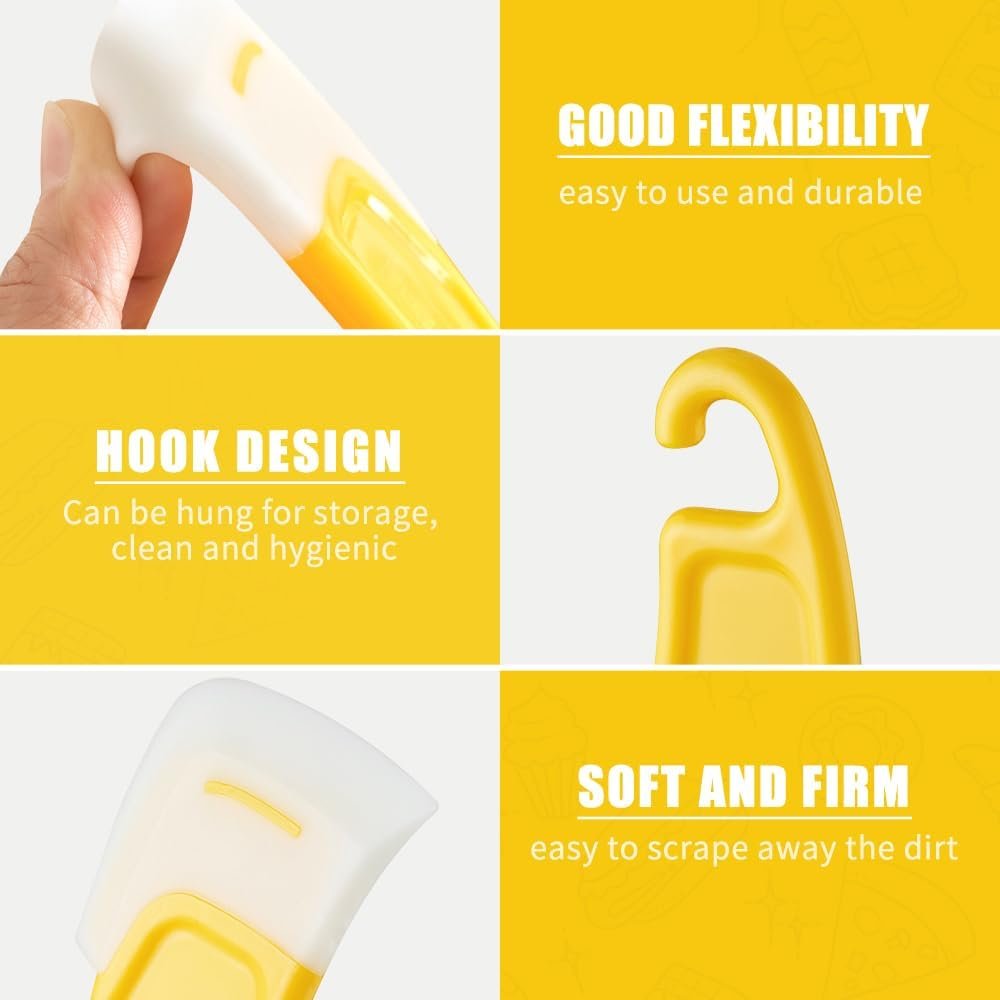 Kitchen Food Grade Silicone Spatula, 2024 New Multifunctional Scraper Spoon, Food Grade Silicone Scraper Set, Scratch Resistant Heat Resistant Rubber Scraper, Kitchen Cleaning Scraper Tool (Yellow) - Image 7
