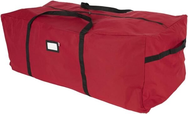 [Red Duffle Bag Tree Storage Bag] - X-Large 9 Foot Christmas Tree Storage Bag for Artificial Trees up to 9 Feet Tall - Durable 300 D Poly-Blend Fabric - ID Tag Holder | Santa's Bags - Image 3