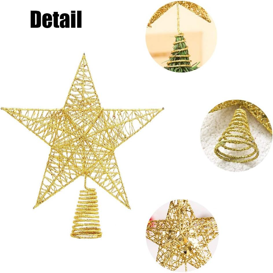 XIMISHOP Christmas Tree Toppers Xmas Glitter Gold Hollow Star Treetop Topper for Christmas Tree Decoration. 1 - Image 4