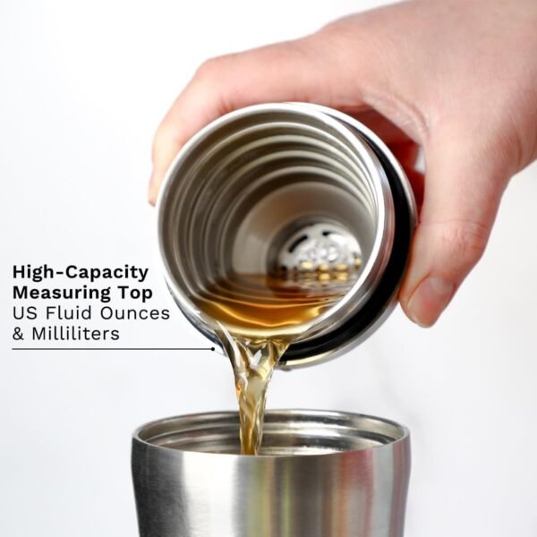 Elevated Craft Hybrid Cocktail Shaker - Premium Vacuum Insulated Stainless Steel Cocktail Shaker - Innovative Measuring System - Martini Shaker for the Home Bartender - 28oz Total Volume - Image 6