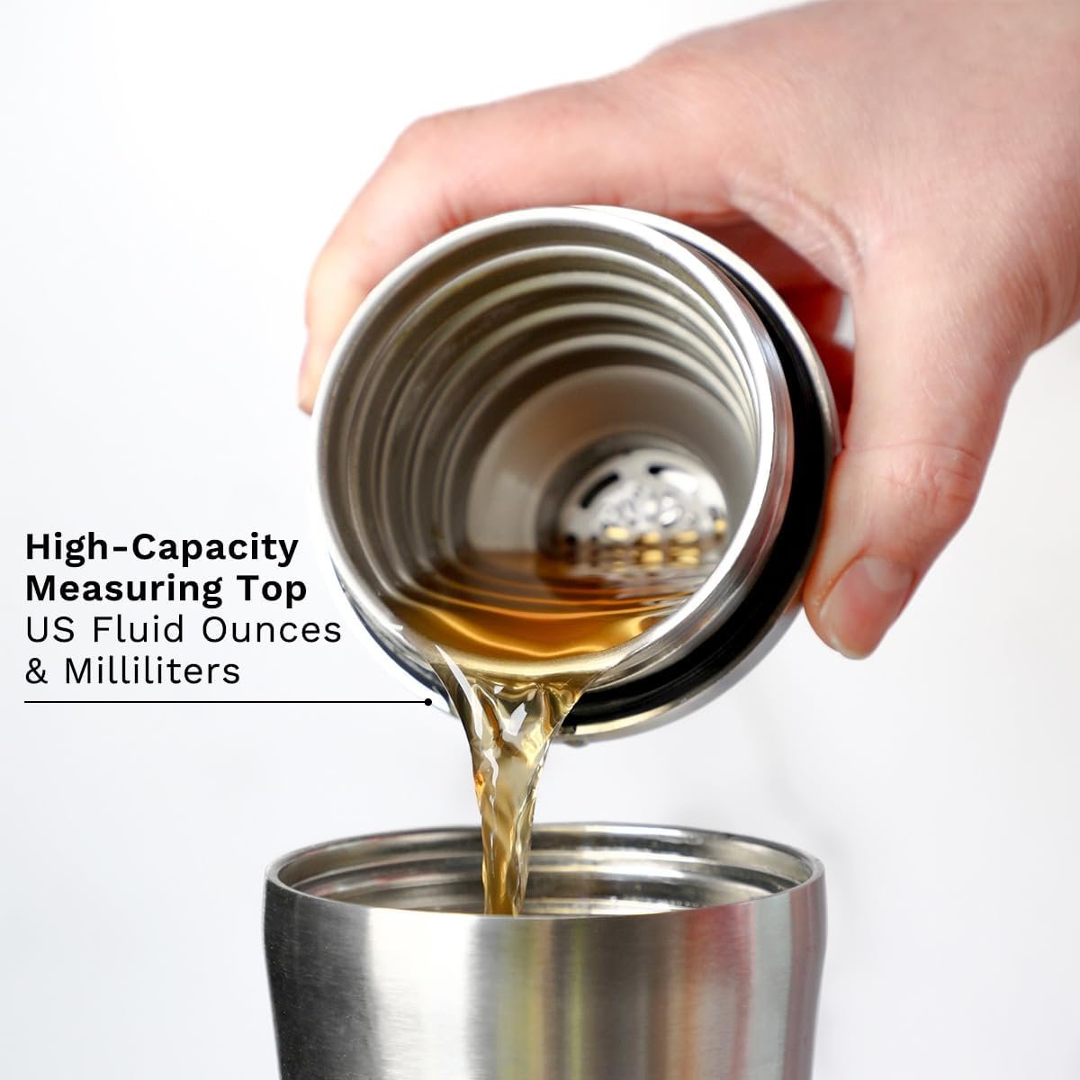 Elevated Craft Hybrid Cocktail Shaker - Premium Vacuum Insulated Stainless Steel Cocktail Shaker - Innovative Measuring System - Martini Shaker for the Home Bartender - 28oz Total Volume - Image 6