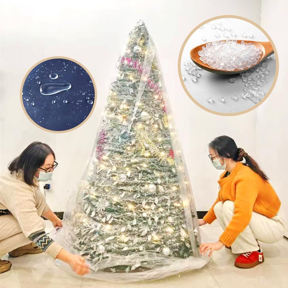 TopSoon Christmas Tree Removal Bag 9-Feet Tall by 6-Feet Wide Christmas Tree Disposal Bag Plastic Patio Furniture Cover Large Clear Storage Bag - Image 7