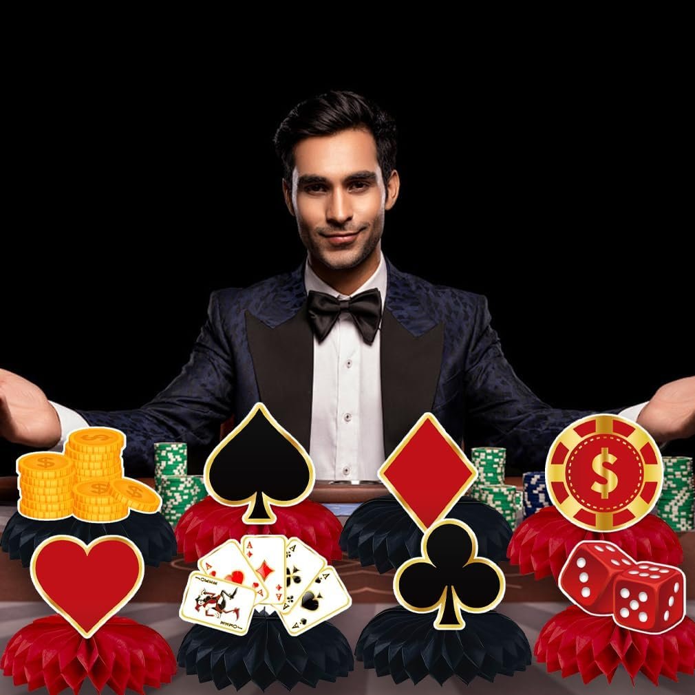 8Pcs Casino Honeycomb Table Centerpieces for Party Decorations - Festive Happy Birthday Party Supplies - Image 6