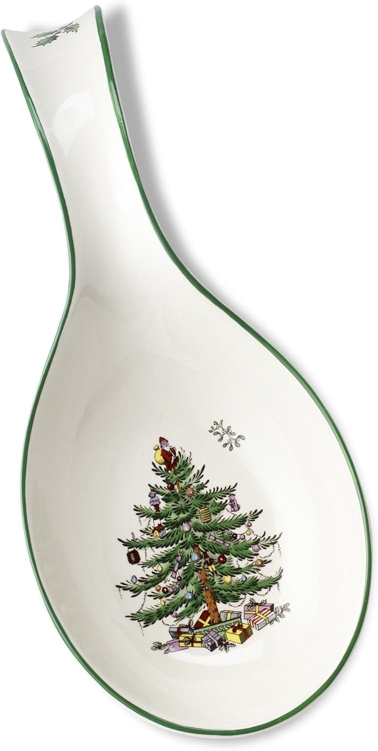 Spode Christmas Tree Spoon Rest, 12-Inch Festive Cooking Utensil Rest, Christmas Spatula & Ladle Holder for Kitchen Countertop, Fine Earthenware, Dishwasher Safe Holiday Kitchen Accessory - Image 2