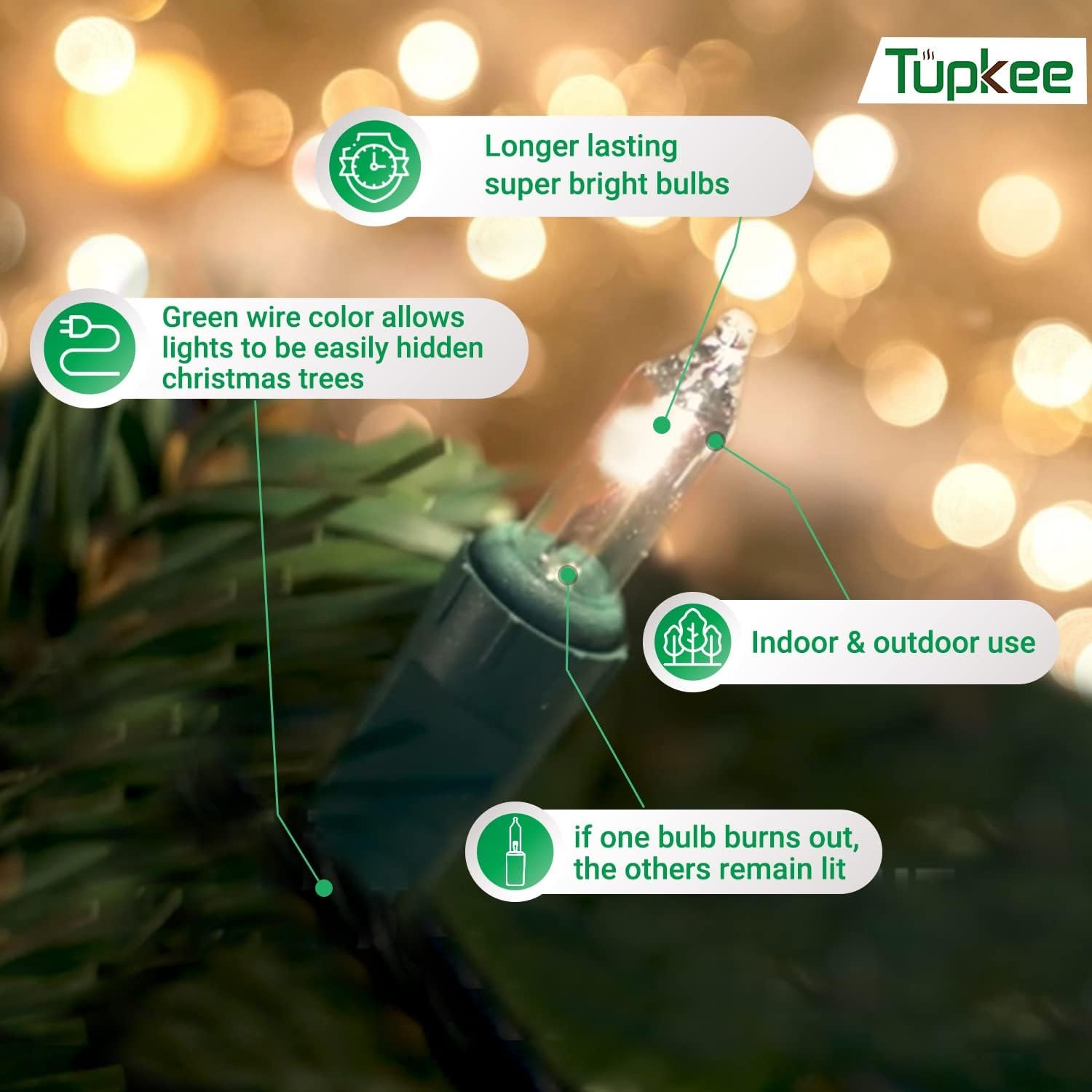 Christmas Random Shimmering Twinkle Lights - 24 of 100 Lights Twinkle – Indoor Outdoor - 20.5 Feet Light String, 100 Clear Bulbs - Christmas Tree Holiday Decor Sparkling Twinkling Christmas Lights - Image 5