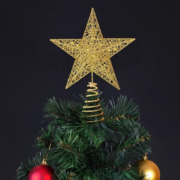XIMISHOP Christmas Tree Toppers Xmas Glitter Gold Hollow Star Treetop Topper for Christmas Tree Decoration. 1 - Image 5