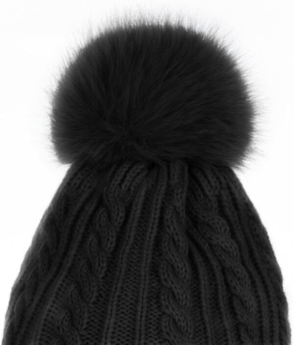 LED Beanie with Light, Hands Free Headlamp Light Up Winter Beanie Hat, Warm Lined Cable Knit Beanie with Pom for Women, Ideal for Wife Mother's Birthdays/Christmas-Black - Image 8