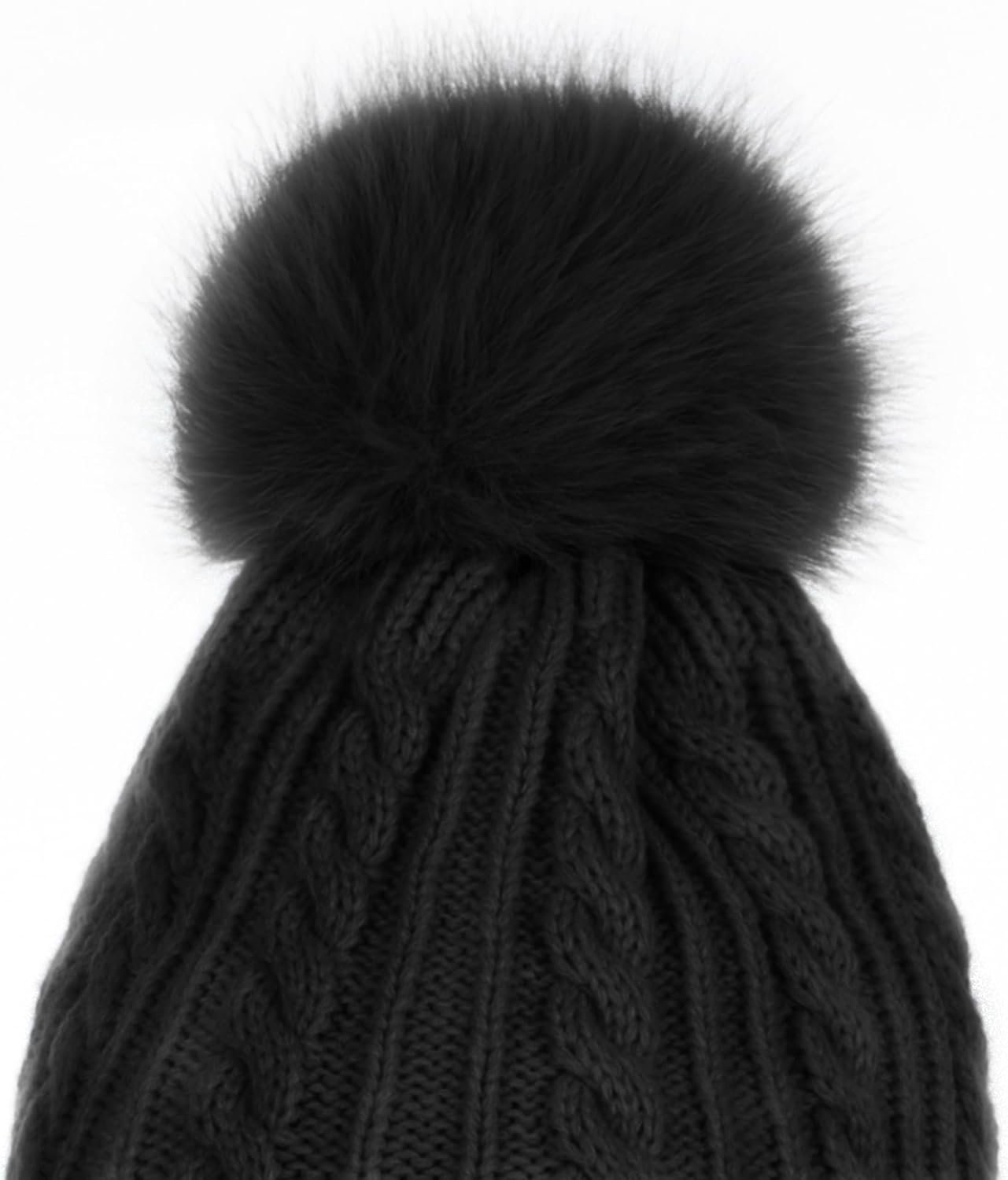 LED Beanie with Light, Hands Free Headlamp Light Up Winter Beanie Hat, Warm Lined Cable Knit Beanie with Pom for Women, Ideal for Wife Mother's Birthdays/Christmas-Black - Image 8
