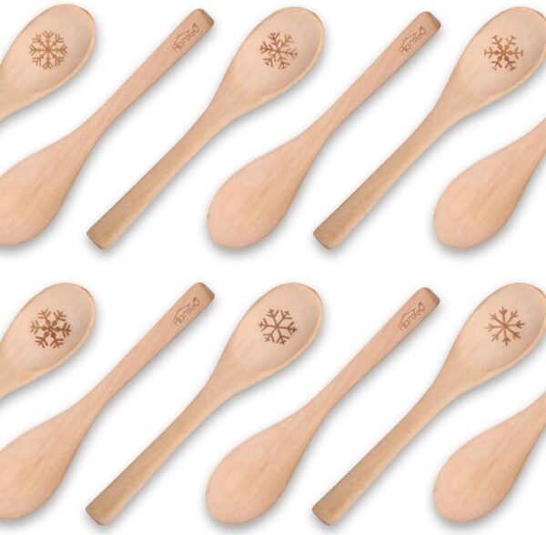 HANSGO Small Wooden Spoons, 6PCS Christmas Small Soup Spoons with Snowflake Pattern for Eating with Coffee Tea Jam Honey Spices and Restaurant Decoration - Image 8