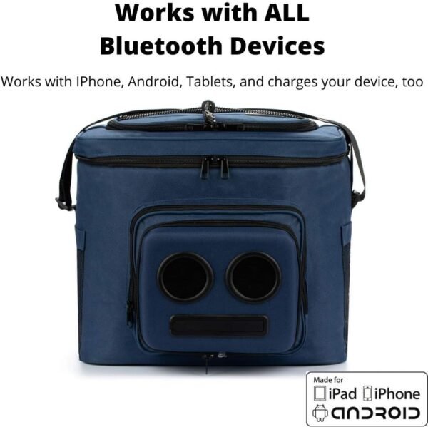 The #1 Cooler with Speakers on Amazon. 20-Watt Bluetooth Speakers for Parties/Festivals/Boat/Beach. Rechargeable, Works with iPhone & Android (Blue) - Image 7