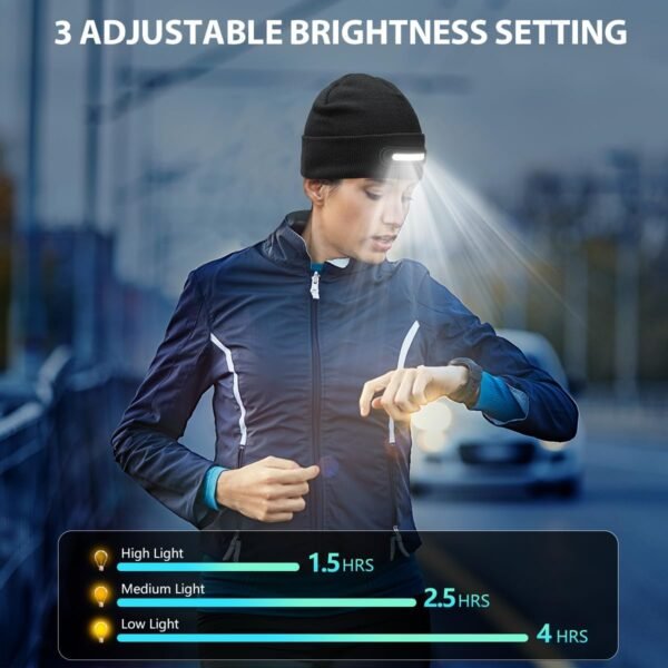 RANCOVY LED Beanie with Light, Unisex USB Rechargeable Headlamp Beanie Flashlight Beanie Hat for Men Women - Image 3