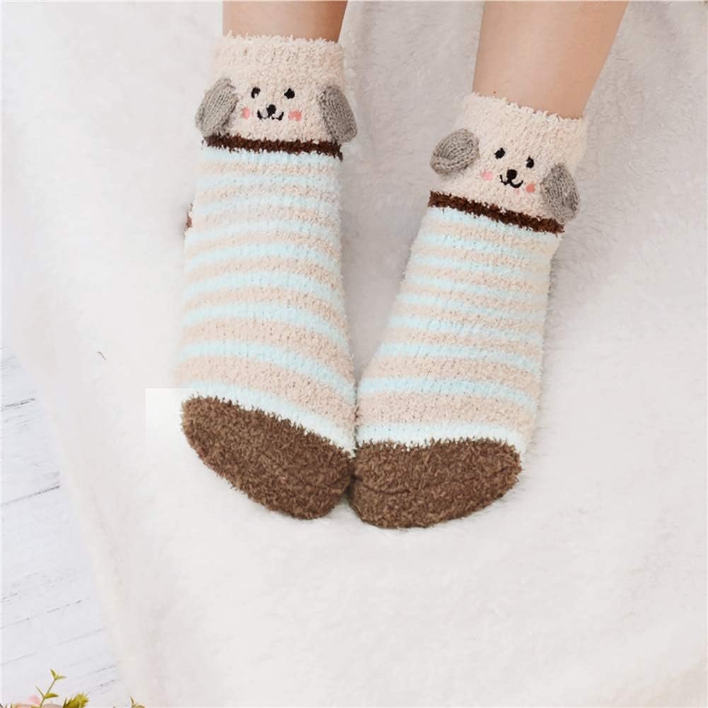 Loritta 3 Pairs Womens Fuzzy Socks Winter Warm Fluffy Soft Slipper Home Sleeping Cute Animal Socks - Image 4