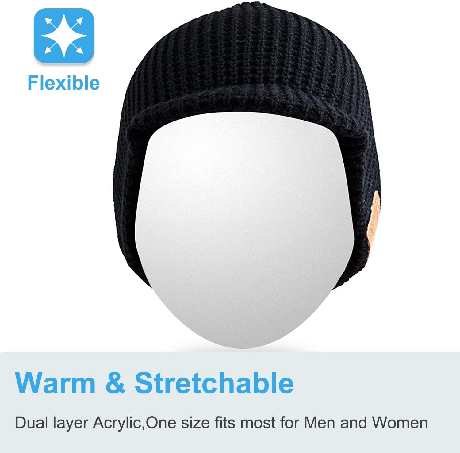 Rotibox Winter Outdoor Sport Trendy Bluetooth Beanie Hat Cap with Wireless Stereo Headphone Headset Speaker Mic Hands Free Compatible with iPhone Samsung Android Cell Phones, Black - Image 6