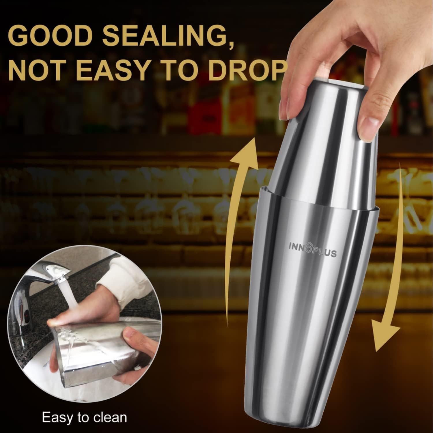 Cocktail Shaker, Martini Shaker, Drink Shaker, Cocktail Shaker Set 6 Piece, Boston Shaker, Bar Set, Cocktail Strainer, Bar Tools, Bartender Kit, Stainless Steel Double Measuring Jigger, Mixing Spoon - Image 4