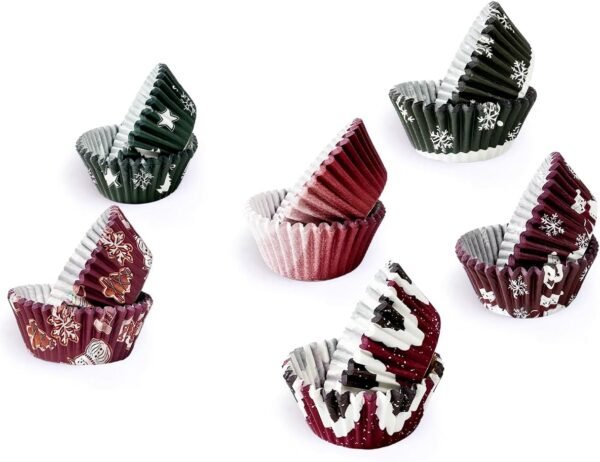 qiqee Christmas 300-Count Cupcake Liners Standard Cupcake Cups 6 Design Cupcake Papers Baking Cups Cupcake Wrappers (Standard Size) - Image 3
