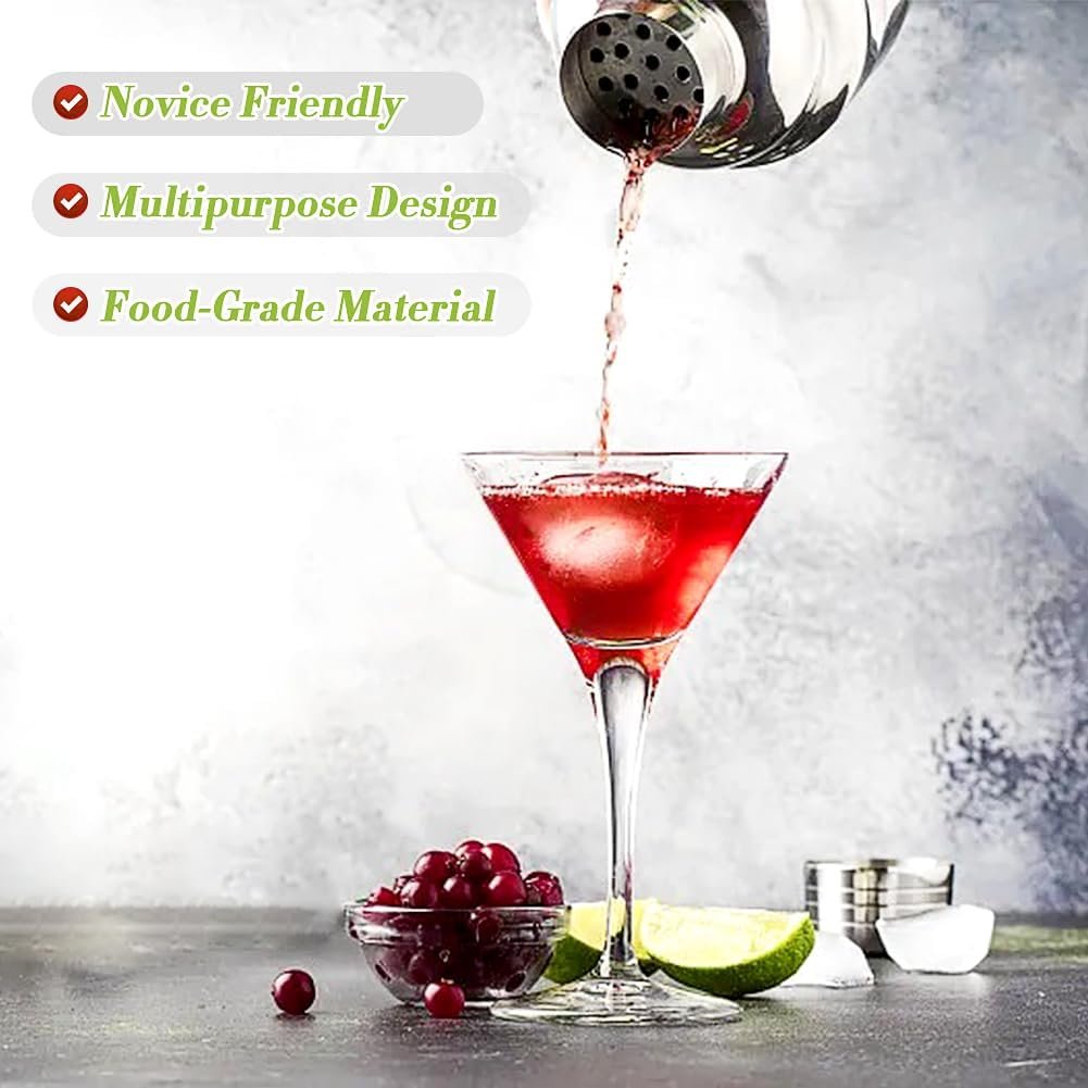 Cocktail Shaker Set 25oz,Drink Mixer with Built-in Strainer,Measuring Jigger & Mixing Spoon for Mixing Drinks Margaritas,Beginner Friendly Stainless Steel Mixer Bar Utensil Tool - Image 5