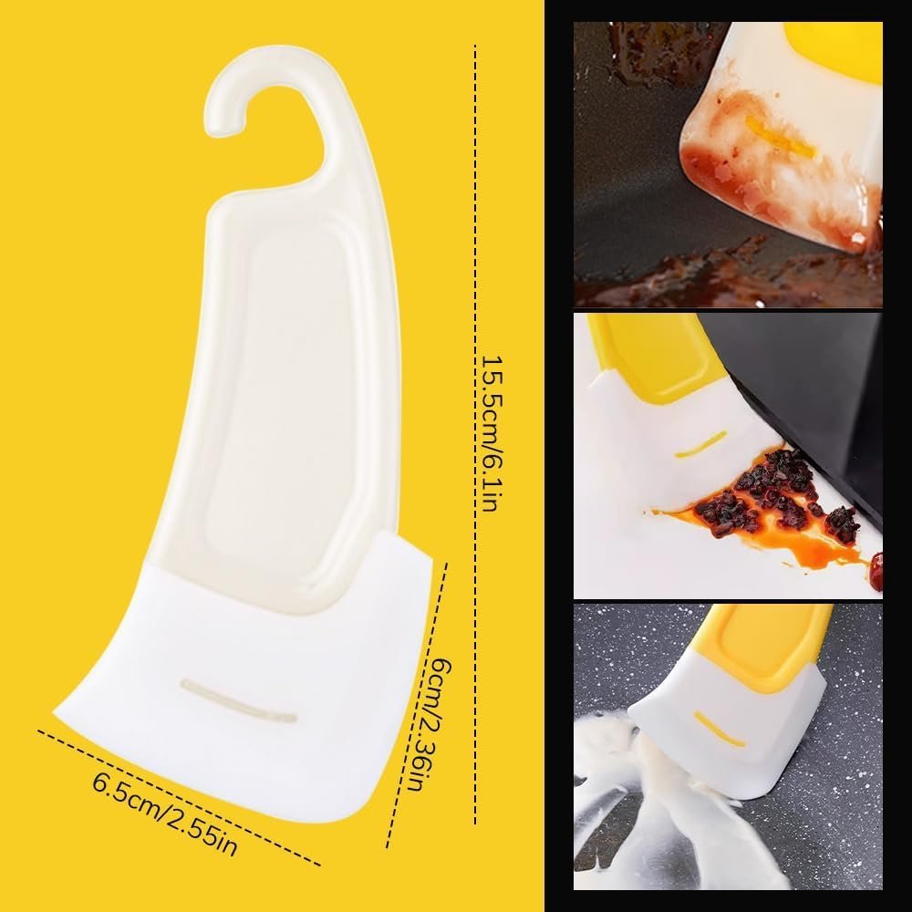 Kitchen Food Grade Silicone Spatula, 2024 New Multifunctional Scraper Spoon, Food Grade Silicone Scraper Set, Scratch Resistant Heat Resistant Rubber Scraper, Kitchen Cleaning Scraper Tool (Yellow) - Image 4