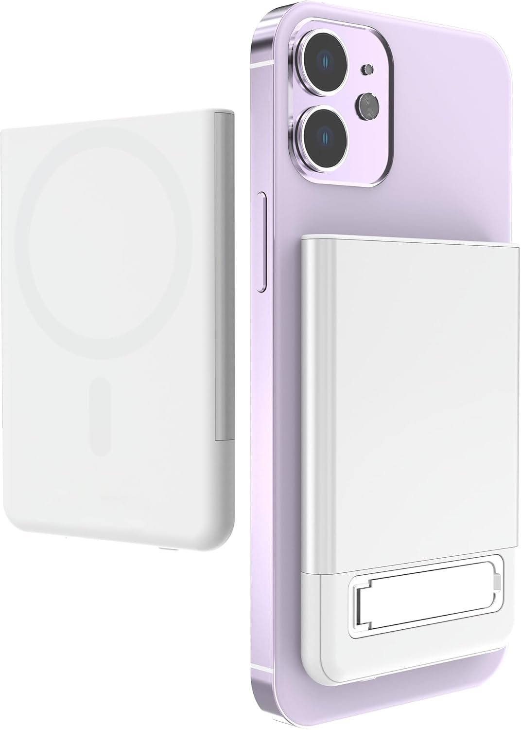 0.03FT Slim Wireless Power Bank 5000mAh White Mini Portable Charger 15W Magnetic Battery Charger Wired PD20W Back-up Battery for Phone 12/13/14/15/16 Pro Max Series/AirPods 3/AirPods Pro II - Image 2