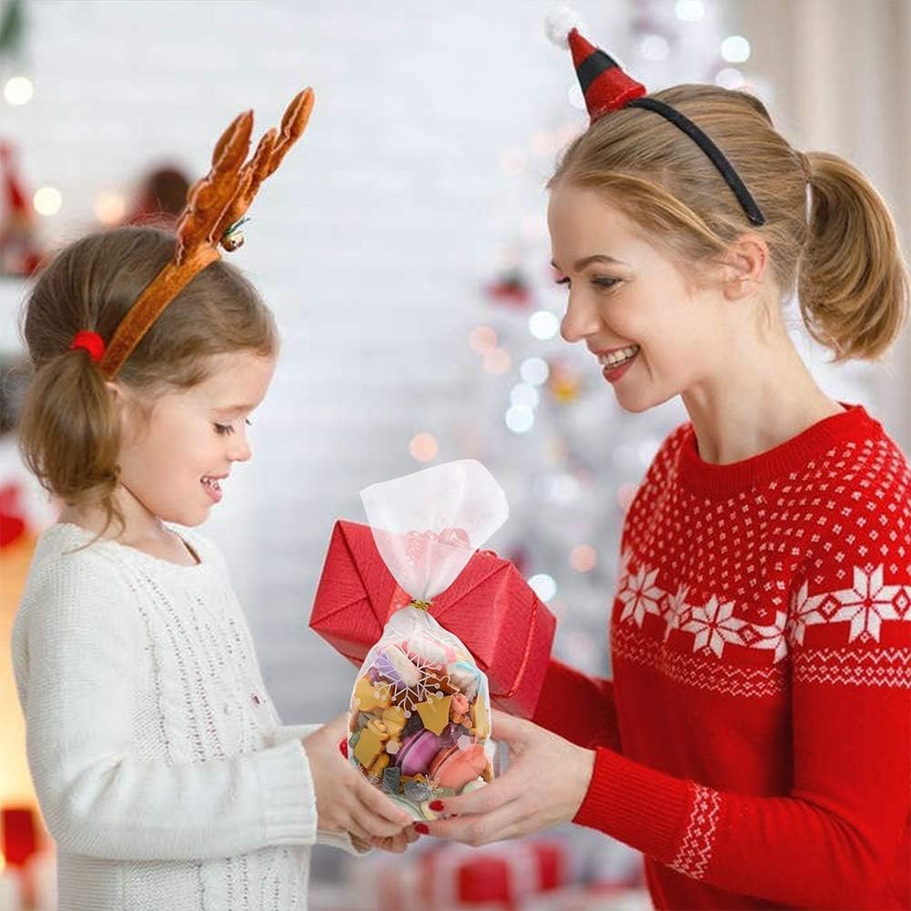 CCINEE Snowflake Treat Bag,Christmas Cellophane Bag with Twist Ties Candy Cookie Bags for Party Supplies,120PCS - Image 7