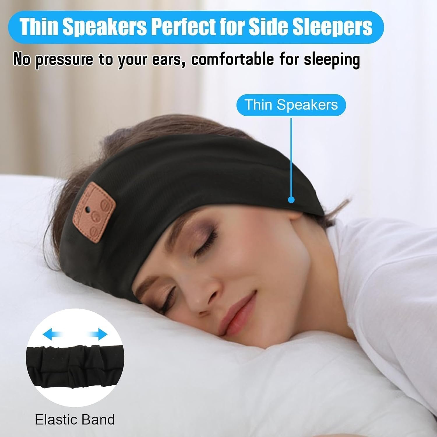 2-Pack Sleep Headphones Bluetooth Headband, 2024 New Headband Headphones with Ultra-Thin Speakers, Band Headphones for Side Sleepers, Running, Insomniac, Travel, Meditation(Black&Grey) - Image 3