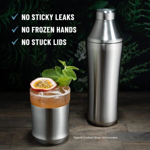Elevated Craft Hybrid Cocktail Shaker - Premium Vacuum Insulated Stainless Steel Cocktail Shaker - Innovative Measuring System - Martini Shaker for the Home Bartender - 28oz Total Volume - Image 4