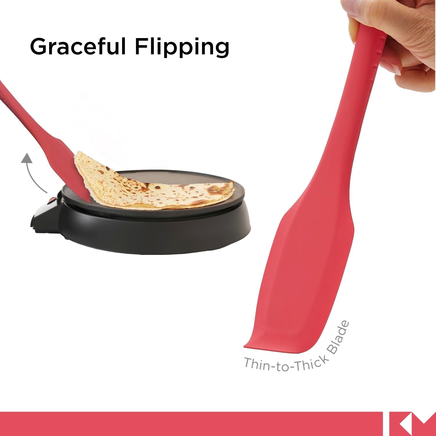 Kitchen Mama Silicone Spatula: Platinum Heat-Resistant Silicone For Cooking & Flipping, Flexible & Beveled Edge, One Piece Spatula For Scraping & Mixing, Dishwasher-Safe Baking Spatula (Red) - Image 6