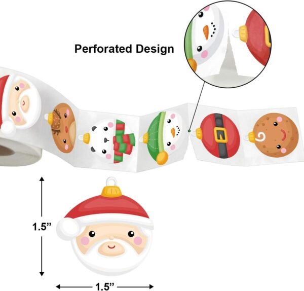 Ornament Stickers Christmas Roll Sticker for Kids Christmas Cards Envelopes Seal Gift Tags 500Pcs - Image 3