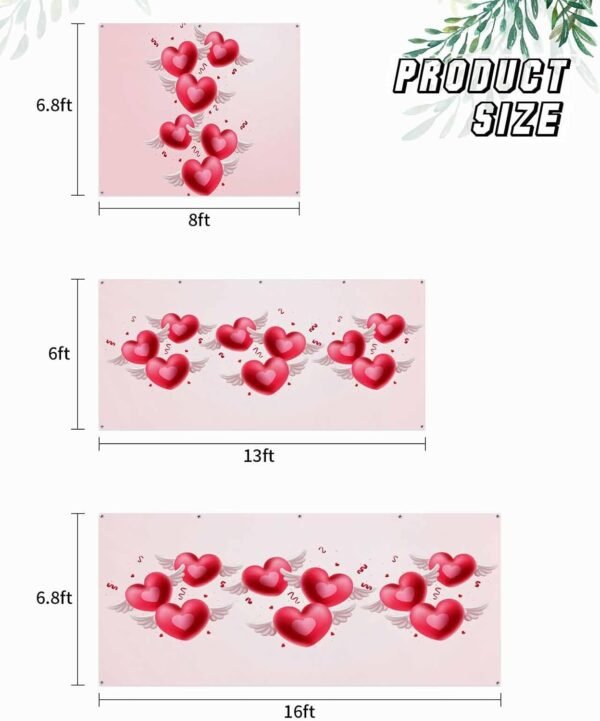 Valentines Day Garage Door Cover Decorations 7x16 Ft, Red Pink Love Heart Decorative Garage Door Banner, Large Outdoor Garage Hanging Backdrop Mural for Party/Holiday - Image 7