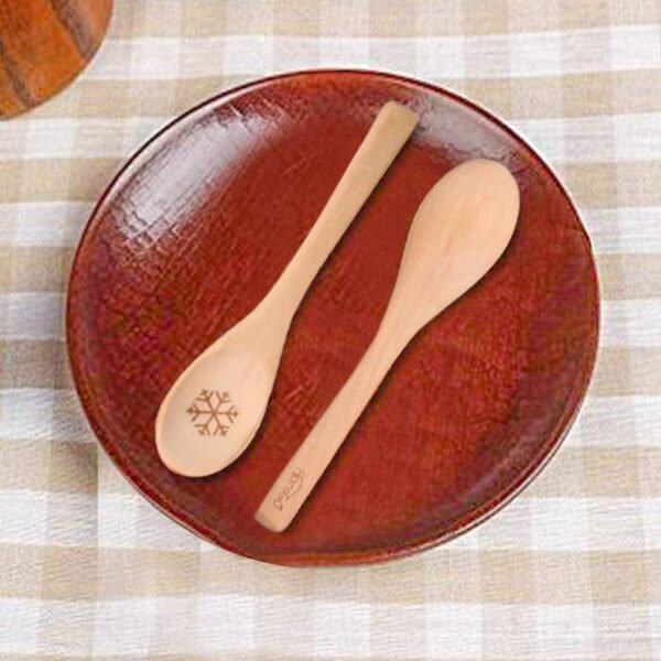 HANSGO Small Wooden Spoons, 6PCS Christmas Small Soup Spoons with Snowflake Pattern for Eating with Coffee Tea Jam Honey Spices and Restaurant Decoration - Image 5