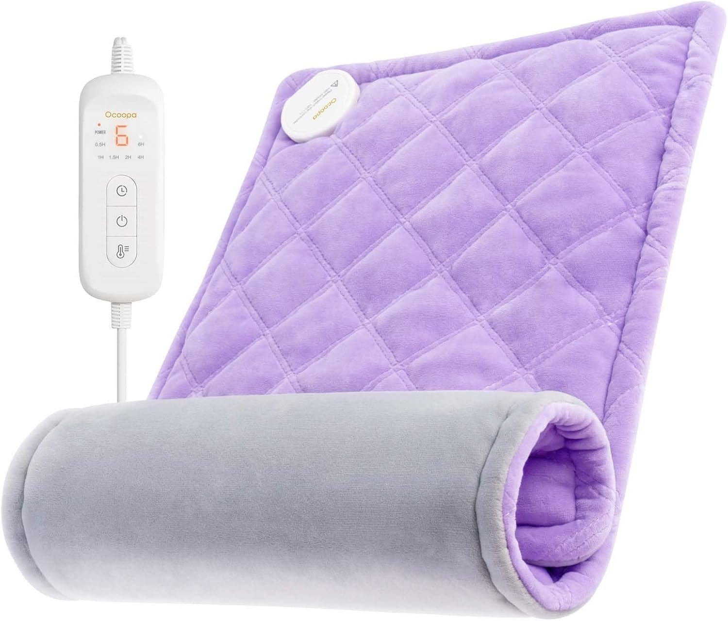 OCOOPA Cozy Heating Pad, Comfortable & Soft Plush 8-Layer HeatLock, for Period Cramps & Back Pain Relief, Cute Heated Pad Large 12"x24", 6-Hour Auto-Timer, Warm Christmas Gifts for Women Mom, Purple - Image 2