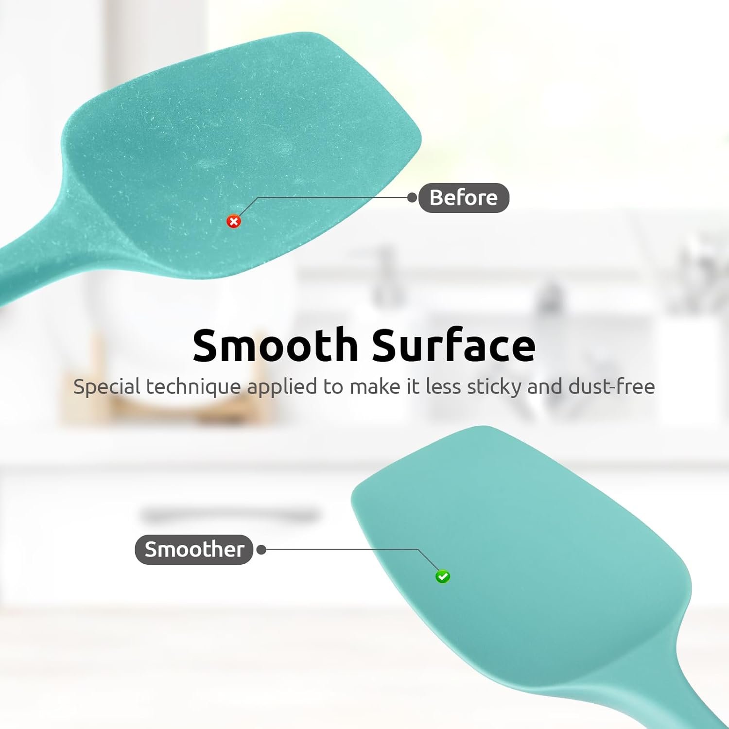 600ºF Heat Resistant Silicone Spatulas: U-Taste Upgraded Flexible Food Grade Silicon Baking Scraper, Food Grade Rubber Kitchen Cooking Mixing Utensils for Nonstick Cookware Set of 4 (Multicolors) - Image 8