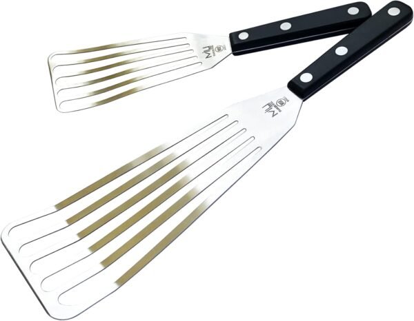 Fish Spatula 2-Piece Set - Slotted Stainless Steel Spatula Turner with Sloped Head - Long Thin Metal Spatula with Sturdy Plastic Handle for Flipping Delicate Foods, Fish, Eggs - 11" & 13.78" - Image 2