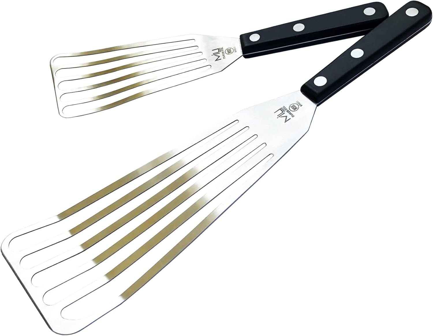 Fish Spatula 2-Piece Set - Slotted Stainless Steel Spatula Turner with Sloped Head - Long Thin Metal Spatula with Sturdy Plastic Handle for Flipping Delicate Foods, Fish, Eggs - 11" & 13.78" - Image 2