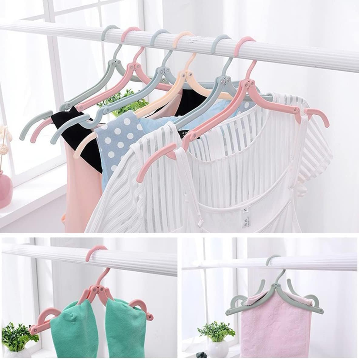 BANSHAN 20PCS Portable Travel Coat Hangers, 5 Color Plastic Travel Hangers Foldable, Travel Accessories for Holiday Camping,Multifunction Travel Essentials - Image 4